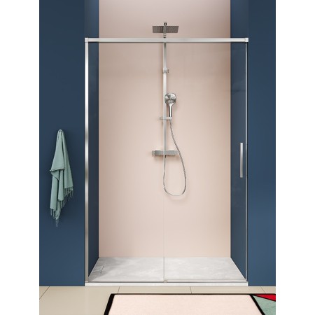 ISCHIA NICHE 1 PORTE COULISSANTE VERRE TRANSPARENT PROFIL CHROME