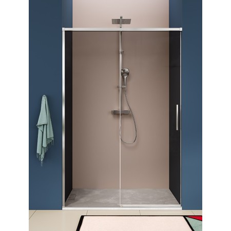 ISCHIA NICHE 1 PORTE COULISSANTE VERRE BRONZE PROFIL CHROME