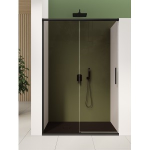 ISCHIA NICHE 1 PORTE COULISSANTE VERRE BRONZE PROFIL NOIR SATINÉ