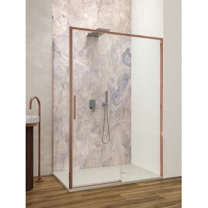 TORCELLO ANGLE 1 PORTE COULISSANTE VERRE TRANSPARENT PROFIL OR ROSE