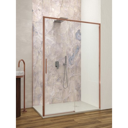 TORCELLO ANGLE 1 PORTE COULISSANTE VERRE TRANSPARENT PROFIL OR ROSE