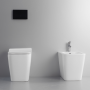 Ailin SET Vase et Bidet FILO Mur Sans Bride Siège Soft Close BIANCO LUCIDO
