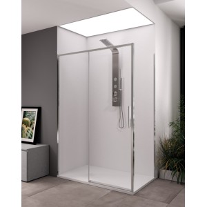 TORCELLO ANGLE 1 PORTE COULISSANTE VERRE TRANSPARENT PROFIL CHROME