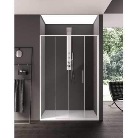 TORCELLO NICHE 1 PORTE COULISSANTE VERRE TRANSPARENT PROFIL BLANC
