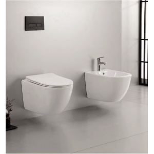 FISSORE.com ENSEMBLE FLY VASQUE + BIDET SUSPENDU SANS BRIDE COMPRENDANT UN COUVERCLE SOFT CLOSE