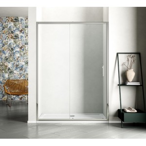 GRANDE NICHE 1 PORTE COULISSANTE PROFIL CHROME VERRE TRANSPARENT
