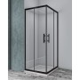 MOZIA ANGLE 2 PORTES COULISSANTES PROFIL NOIR SATINÉ VERRE TRANSPARENT