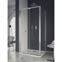 FORMICA 3 ANGLE PORTE PLIANTE + CÔTÉ FIXE PROFIL CHROMÉ VERRE TRANSPARENT