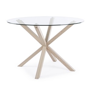 TABLE MAY ROND PIED NATUREL D114