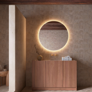 OPORTO MIROIR ROND AVEC LUMIÈRE RÉTROÉCLAIRÉE LUMIÈRE CHAUDE