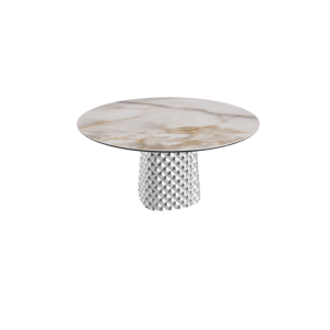 TABLE ATRIUM KERAMIK ROUND - BASE FUMÉE PIANO EN MARMO CÉRAMIQUE ALABASTRE Ø 140xh73,5