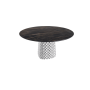 TABLE ATRIUM KERAMIK ROUND - BASE FUMÉE PIANO EN MARMO CÉRAMIQUE PORTORO MAT Ø 140xh73,5