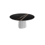TABLE ATRIUM KERAMIK ROUND - BASE FUMÉE PIANO EN MARMO CÉRAMIQUE SAHARA NOIR LUCIDE Ø 140xh73,5