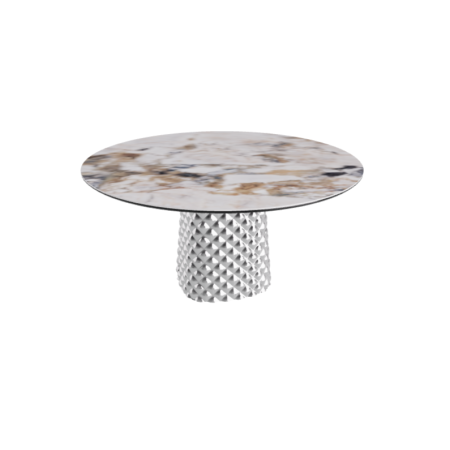 TABLE ATRIUM KERAMIK ROUND - BASE FUMÉE PIANO EN MARMO CÉRAMIQUE MAKALU Ø 140xh73,5