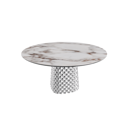 TABLE ATRIUM KERAMIK ROUND - BASE FUMÉE PIANO EN MARMO CÉRAMIQUE BRECCIA Ø 140xh73,5
