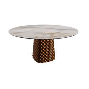 TABLE ATRIUM KERAMIK ROUND - BRONZE PIANO EN MARMO CÉRAMIQUE ALABASTRO Ø 158xh73,5