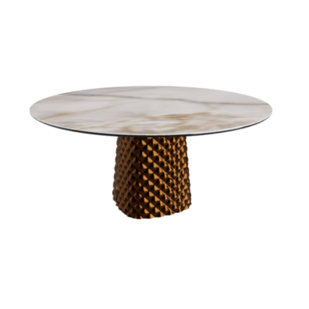 TABLE ATRIUM KERAMIK ROUND - BRONZE PIANO EN MARMO CÉRAMIQUE ALABASTRO Ø 158xh73,5