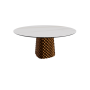 TABLE ATRIUM KERAMIK ROUND - BRONZE PIANO EN MARMO CÉRAMIQUE CALACATTA MAT Ø 158xh73,5