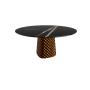 TABLE ATRIUM KERAMIK ROUND - BRONZE PIANO EN MARMO CÉRAMIQUE SAHARA NOIR LUCIDE Ø 158xh73,5
