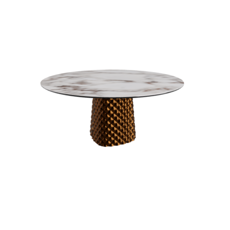 TABLE ATRIUM KERAMIK ROUND - BRONZE PIANO EN MARMO CÉRAMIQUE BRECCIA Ø 158xh73,5