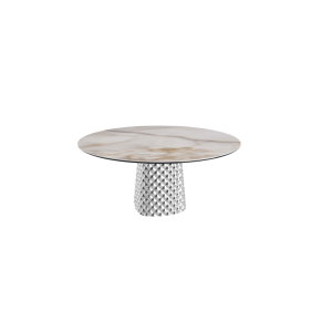 TABLE ATRIUM KERAMIK ROUND - BASE FUMÉ PIANO EN MARMO CÉRAMIQUE ALABASTRE Ø 158xh73,5
