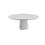 TABLE ATRIUM KERAMIK ROUND - BASE FUMÉ PIANO EN MARMO CÉRAMIQUE GOLDEN CALACATTA MAT Ø 158xh73,5