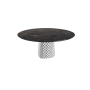 TABLE ATRIUM KERAMIK ROUND - BASE FUMÉE PIANO EN MARMO CÉRAMIQUE PORTORO MAT Ø 158xh73,5