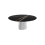 TABLE ATRIUM KERAMIK ROUND - BASE FUMÉE PIANO EN MARMO CÉRAMIQUE SAHARA NOIR LUCIDE Ø 158xh73,5