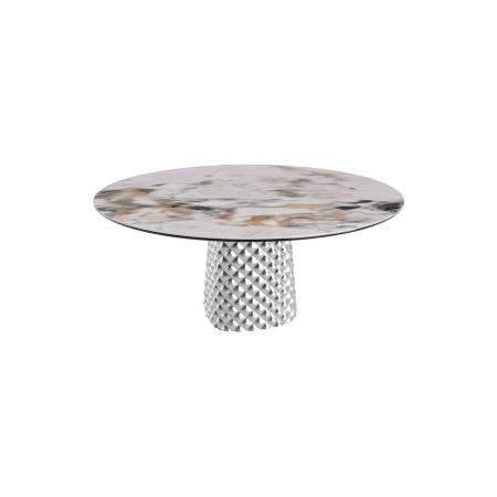 TABLE ATRIUM KERAMIK ROUND - BASE FUMÉE PIANO EN MARMO CÉRAMIQUE MAKALU Ø 158xh73,5