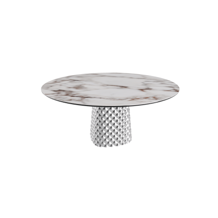 TABLE ATRIUM KERAMIK ROUND - BASE FUMÉE PIANO EN MARMO CÉRAMIQUE BRECCIA Ø 158xh73,5