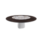 TABLE ATRIUM KER-WOOD BASE RONDE FUME TOP CHÊNE BRÛLÉ PIANO CÉRAMIQUE MAKALU Ø180x74,5H