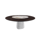 TABLE ATRIUM KER-WOOD BASE RONDE FUME TOP CHÊNE BRÛLÉ PIANO CÉRAMIQUE ALABASTRE Ø160x74,5H