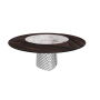 TABLE ATRIUM KER-WOOD BASE RONDE FUME DESSUS CHÊNE BRÛLÉ PIANO CÉRAMIQUE MAKALU Ø160x74,5H