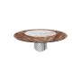 TABLE ATRIUM KER-WOOD BASE RONDE FUME TOP NOYER CANALETTO PIANO CÉRAMIQUE MAKALU Ø180x74,5H