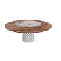 TABLE ATRIUM KER-WOOD BASE RONDE FUME TOP NOYER CANALETTO PIANO CÉRAMIQUE MAKALU Ø160x74,5H