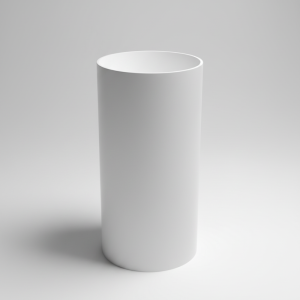 Lavabo Freestanding Tondo Scarico A Terra Senza Foro Rubinetteria Cristalplant Bianco Opaco L. 44 A. 87 P. 44