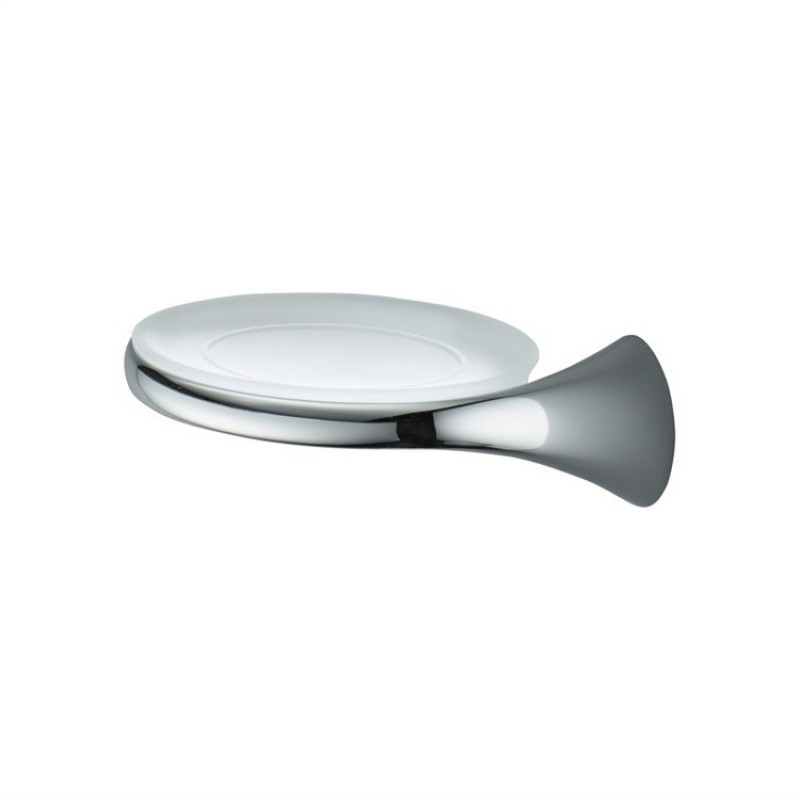 Porte brosse wc à poser design LINK, verre et chromé, Colombo Design