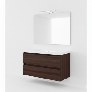 B-BEST COMPOSITION FINITION - L. 100 CM P. 45,5 CM H. 58,5 CM - COMPLET AVEC MIROIR ET SPOT