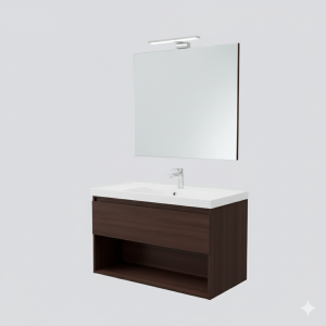 B-BEST COMPOSITION FINITION - L. 100 CM P. 45,5 CM H. 58,5 CM - 1 TIROIR - COMPLET AVEC MIROIR ET SPOT