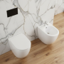 FLY SET VASE + BIDET FILO MURAL SANS BRIDE INCLUANT SIÈGE À FERMETURE DOUCE