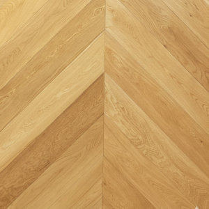 Parquet contrecollé Chêne Européen, Chevron Français Naturel, Brossé, Vernis Naturel, Choix Ab, 14-3x125x680mm