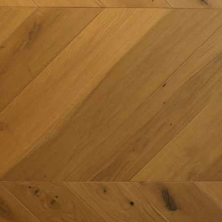 Parquet contrecollé Chêne Chevron Français 45 Degrés, Brossé, Raboté, Fumé, Vernis à l'Huile Naturelle 15-4x190x1000mm