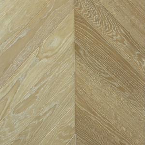 Parquet contrecollé Chêne Venise Chevron Français, Brossé, Vernis UV, Choix Ab, 11-4x90x510mm