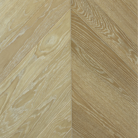 Parquet contrecollé Chêne Venise Chevron Français, Brossé, Vernis UV, Choix Ab, 11-4x90x510mm