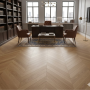 Parquet contrecollé Chêne Chevron, Pointe de Hongrie 45°, Naturel, Brossé, Vernis à l'eau UV, Choix ABC,