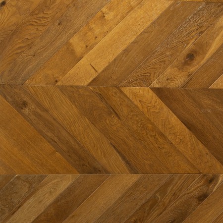 Parquet contrecollé 2 Couches Chêne Verni UV Chevron Français 45°