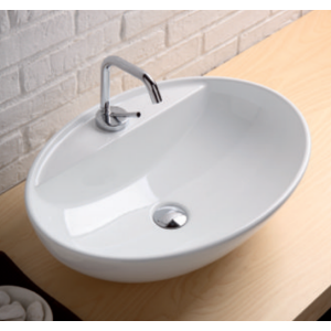 SAN MARCIANO CERAMICHE LAVABO APPOGGIO SOUPLE C/ FORO ROBINET 60X43 BLANC BRILLANT