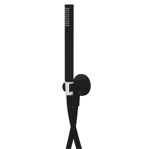 ITALMIX DIVINA Support de Douche avec Prise d'Eau, Flexible 150 Cm et Douchette Noire Mat