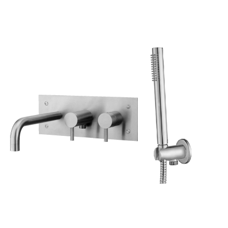 PAFFONI MITIGEUR EMBRAYAGE BAIGNOIRE 2 SORTIES AVEC ENSEMBLE DE DOUCHE EN ACIER