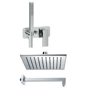 IB RUBINETTERIE KIT DE DOUCHE PULVERISATEUR CARRE 25X25 + MITIGEUR DE DOUCHE AVEC PULVERISATEUR CARRE